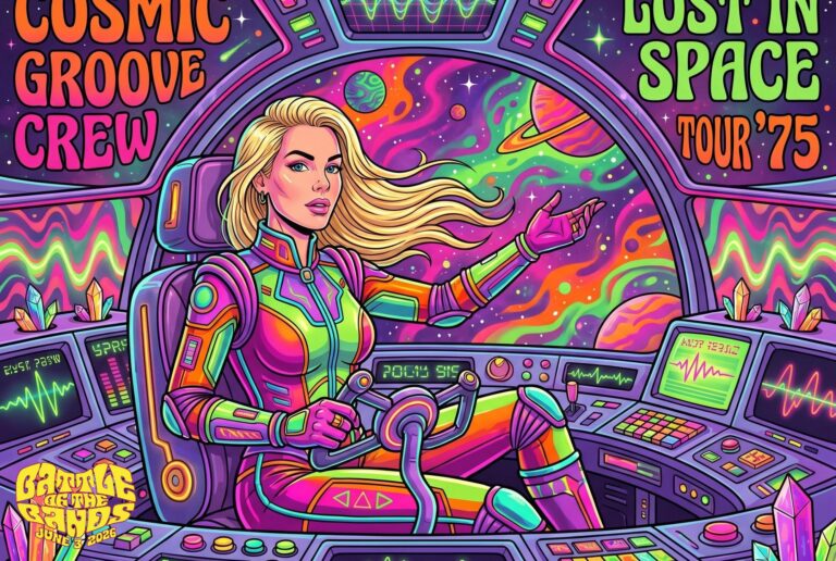 Cosmic Groove Crew AI photo booth portrait at Beatdapp's Battle of the Bands in Vancouver