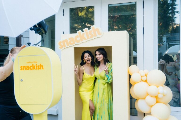 Yellow Snackish branded photo booth wrap at the Summer Soirée in Vancouver